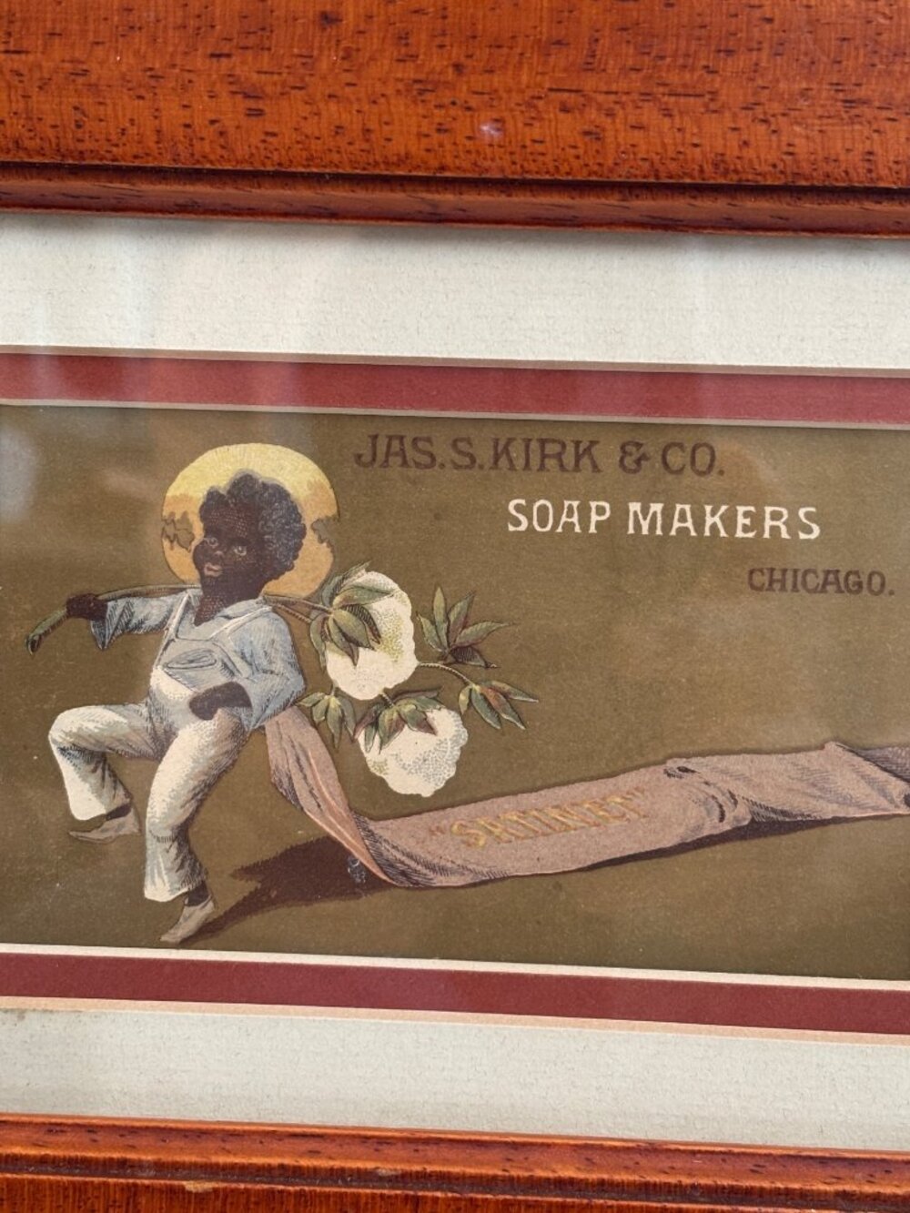 Antique Jas S. Kirk & Co. Soap Makers Advertisement In Wooden Frame - Picture 2 of 8